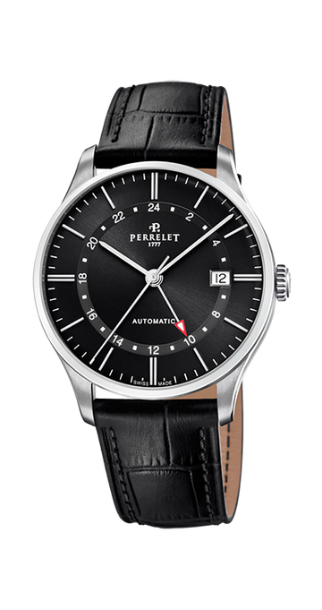 Perrelet Week-End GMT Acier Cadran Noir A1304/5